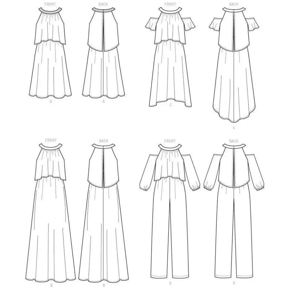 Butterick Sewing Pattern 6452 Dress Jumpsuit Cold Shoulder Size 14-22